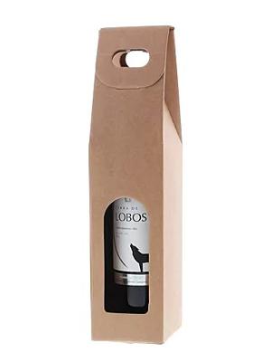 Wine carrier box 1-bottle 90x90x385mm Kraft