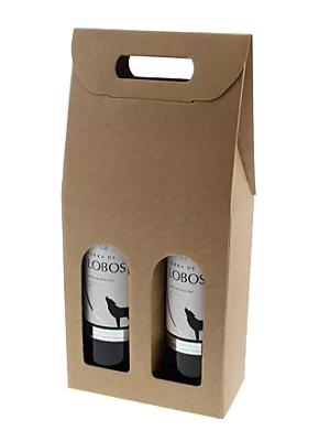 Wine carrier box 2-bottle 180x90x380mm Kraft